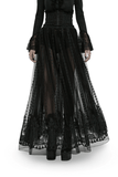 Gothic Maxi Skirt Featuring 3D Floral Embroidered Details