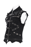 Gothic Men's Zipper Vest with Buckles and Distressed Trim