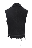 Gothic Men's Zipper Vest with Buckles and Distressed Trim