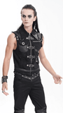 Gothic Men's Zipper Vest with Buckles and Distressed Trim