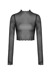 Gothic Mesh Crop Top with Long Sleeves - Edgy Rave Wear