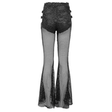 Gothic Mesh Flared Pants with Side Buckle Belts