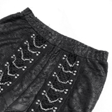 Gothic Mesh Lace Up Flare Trousers with Chains