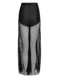Gothic Mesh Lace Up Flare Trousers with Chains