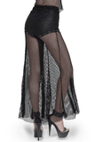 Gothic Mesh Lace Up Flare Trousers with Chains