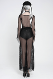 Gothic Mesh Lace Up Flare Trousers with Chains