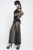 Gothic Mesh Lace Up Flare Trousers with Chains