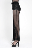 Gothic Mesh Lace Up Flare Trousers with Chains