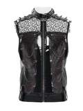 Gothic Mesh Spike Vest With Chains and Zipper