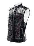 Gothic Mesh Spike Vest With Chains and Zipper