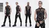 Gothic Mesh Spike Vest With Chains and Zipper