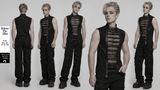 Gothic Mesh Vest with Sleek Faux Leather Edging Trim