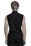 Gothic Mesh Vest with Sleek Faux Leather Edging Trim