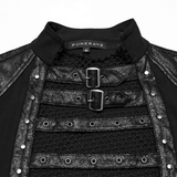 Gothic Mesh Vest with Sleek Faux Leather Edging Trim