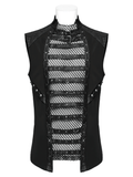Gothic Mesh Vest with Sleek Faux Leather Edging Trim