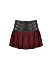 Gothic Mini Skirt in Red and Black Tartan with Belt Detail