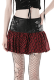 Gothic Mini Skirt in Red and Black Tartan with Belt Detail