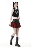 Gothic Mini Skirt in Red and Black Tartan with Belt Detail