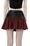 Gothic Mini Skirt in Red and Black Tartan with Belt Detail