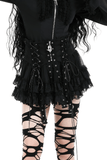 Gothic Mini Skirt with Lace Trim and Cross Embellishment