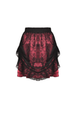 Gothic Mini Skirt with Victorian-Inspired Lace Overlay