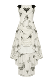 Gothic Off-Shoulder Lace-Up Dress with Butterfly Print Design