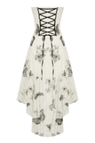 Gothic Off-Shoulder Lace-Up Dress with Butterfly Print Design