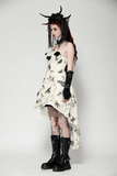 Gothic Off-Shoulder Lace-Up Dress with Butterfly Print Design