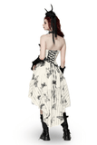 Gothic Off-Shoulder Lace-Up Dress with Butterfly Print Design