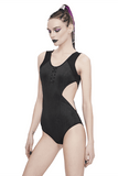 Gothic One-Piece Swimsuit: Sleeveless Zipper and Spikes