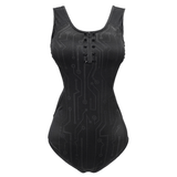 Gothic One-Piece Swimsuit: Sleeveless Zipper and Spikes