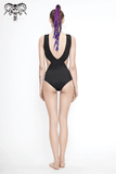 Gothic One-Piece Swimsuit: Sleeveless Zipper and Spikes