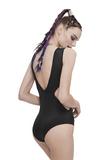 Gothic One-Piece Swimsuit: Sleeveless Zipper and Spikes