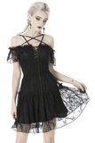 Gothic Pentagram Lace Off-the-Shoulder Dress for Women