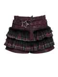 Gothic Plaid Frill Shorts with Star Strap Detail