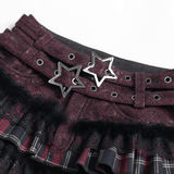 Gothic Plaid Frill Shorts with Star Strap Detail