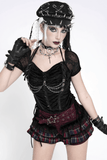 Gothic Plaid Frill Shorts with Star Strap Detail