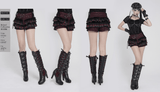 Gothic Plaid Frill Shorts with Star Strap Detail