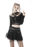 Gothic Pleated Skirt for Women with Studs and Chains