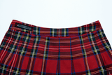 Gothic Pleated Skirt in Red Tartan with Belt Accents