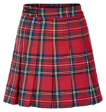 Gothic Pleated Skirt in Red Tartan with Belt Accents