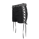 Gothic Punk Black Shorts: Lace-Up and Buckles