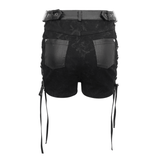 Gothic Punk Black Shorts: Lace-Up and Buckles