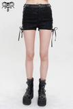 Gothic Punk Black Shorts: Lace-Up and Buckles