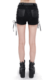 Gothic Punk Black Shorts: Lace-Up and Buckles