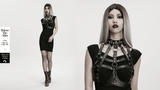 Gothic Punk Faux Leather Corset with Skull Studs and Chains