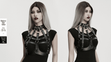 Gothic Punk Faux Leather Corset with Skull Studs and Chains