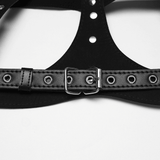 Gothic Punk Faux Leather Corset with Skull Studs and Chains