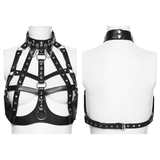 Gothic Punk Faux Leather Corset with Skull Studs and Chains