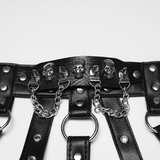 Gothic Punk Faux Leather Corset with Skull Studs and Chains